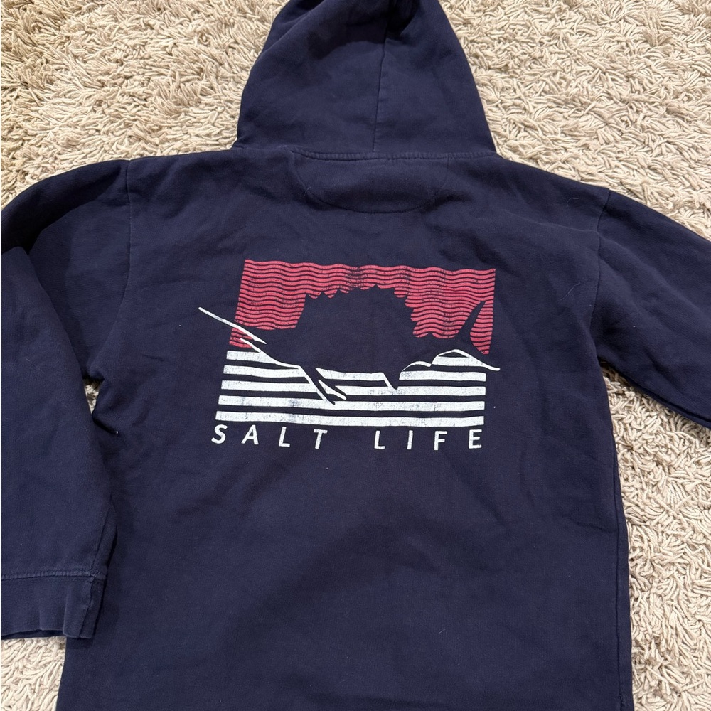 Salt Life Navy Hoodie with Red and White Design